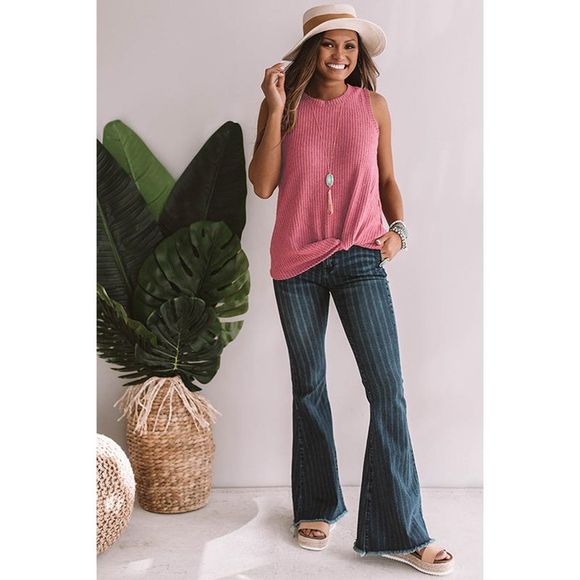 Azura Exchange  Red Twist Knot Waffle Knit Tank Top - Picture 8 of 15